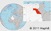 Gray Location Map of El Oued, highlighted country