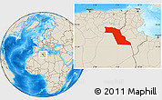 Shaded Relief Location Map of El Oued