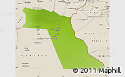 Physical Map of El Oued, shaded relief outside