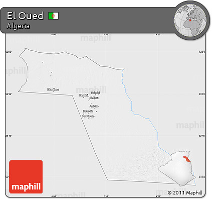 Silver Style Map of El Oued, single color outside