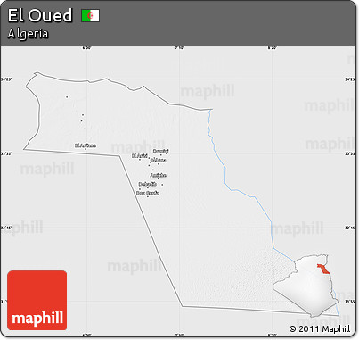Silver Style Map of El Oued, single color outside