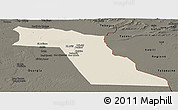 Shaded Relief Panoramic Map of El Oued, darken
