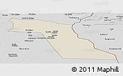 Shaded Relief Panoramic Map of El Oued, desaturated