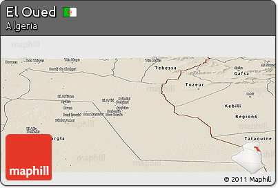 Shaded Relief Panoramic Map of El Oued
