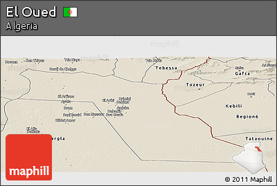 Shaded Relief Panoramic Map of El Oued