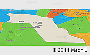 Shaded Relief Panoramic Map of El Oued, political outside
