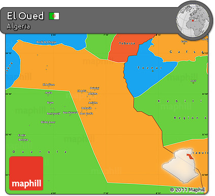 Political Simple Map of El Oued