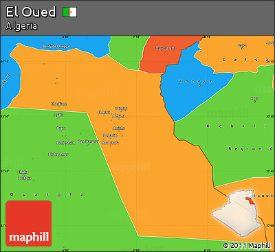 Political Simple Map of El Oued