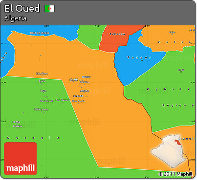 Political Simple Map of El Oued