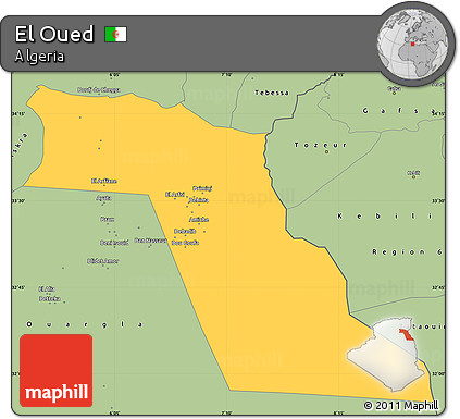 Savanna Style Simple Map of El Oued