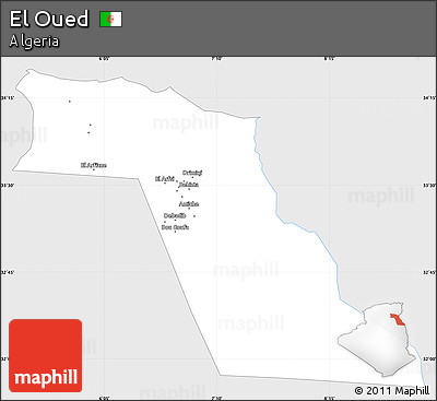 Silver Style Simple Map of El Oued, single color outside