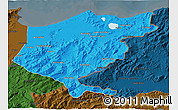 Political 3D Map of El Tarf, darken