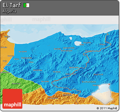 Political 3D Map of El Tarf