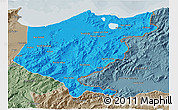 Political 3D Map of El Tarf, semi-desaturated