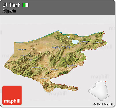 Satellite 3D Map of El Tarf, cropped outside
