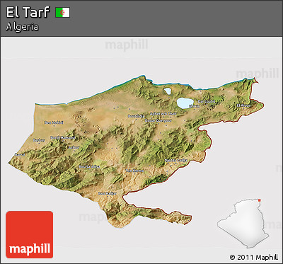 Satellite 3D Map of El Tarf, cropped outside