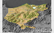 Satellite 3D Map of El Tarf, darken, desaturated