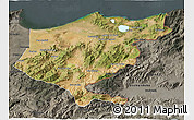 Satellite 3D Map of El Tarf, darken, semi-desaturated