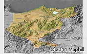 Satellite 3D Map of El Tarf, desaturated