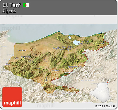 Satellite 3D Map of El Tarf, lighten