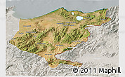 Satellite 3D Map of El Tarf, lighten, semi-desaturated