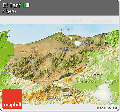 Satellite 3D Map of El Tarf, physical outside