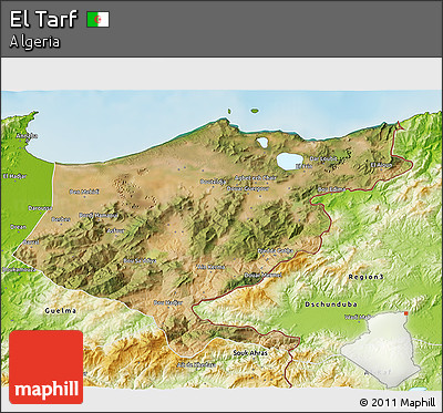 Satellite 3D Map of El Tarf, physical outside