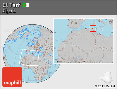 Gray Location Map of El Tarf, within the entire country