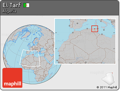 Gray Location Map of El Tarf, within the entire country