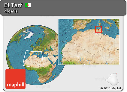 Satellite Location Map of El Tarf, within the entire country