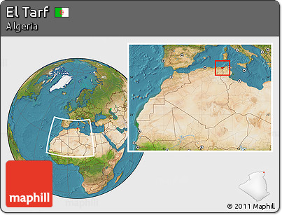 Satellite Location Map of El Tarf, within the entire country