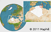 Satellite Location Map of El Tarf, highlighted country, within the entire country