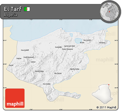 Classic Style Map of El Tarf, single color outside