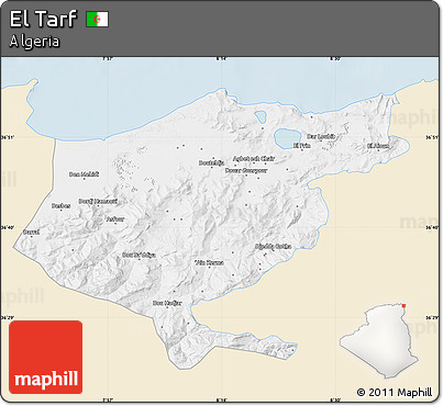 Classic Style Map of El Tarf, single color outside
