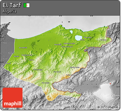 Physical Map of El Tarf, desaturated