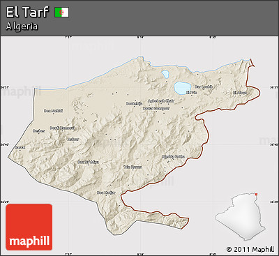 Shaded Relief Map of El Tarf, cropped outside