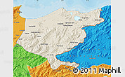 Shaded Relief Map of El Tarf, political outside