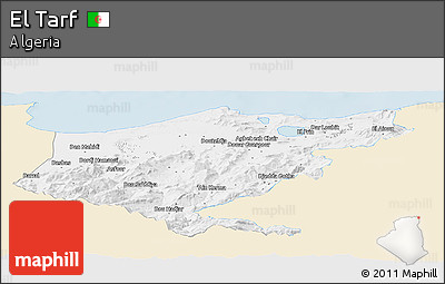 Classic Style Panoramic Map of El Tarf, single color outside