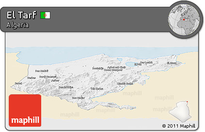 Classic Style Panoramic Map of El Tarf, single color outside