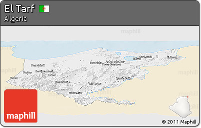 Classic Style Panoramic Map of El Tarf, single color outside