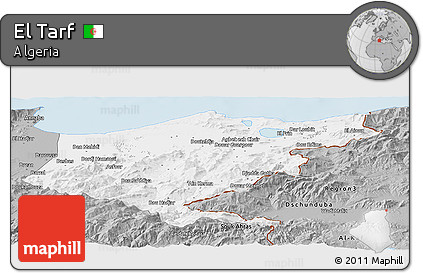 Gray Panoramic Map of El Tarf