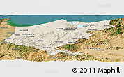 Shaded Relief Panoramic Map of El Tarf, satellite outside