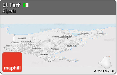 Silver Style Panoramic Map of El Tarf, single color outside