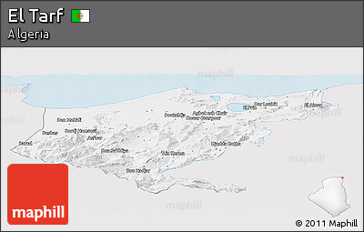 Silver Style Panoramic Map of El Tarf, single color outside