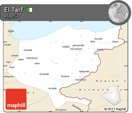 Classic Style Simple Map of El Tarf