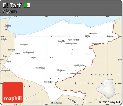 Classic Style Simple Map of El Tarf
