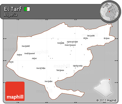 Gray Simple Map of El Tarf, cropped outside