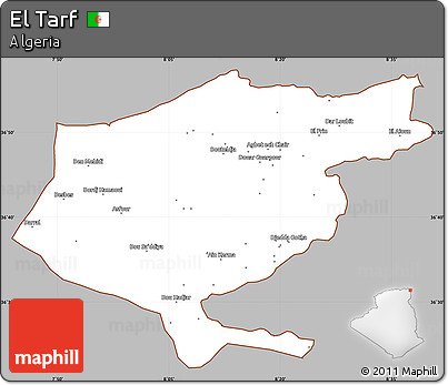 Gray Simple Map of El Tarf, cropped outside