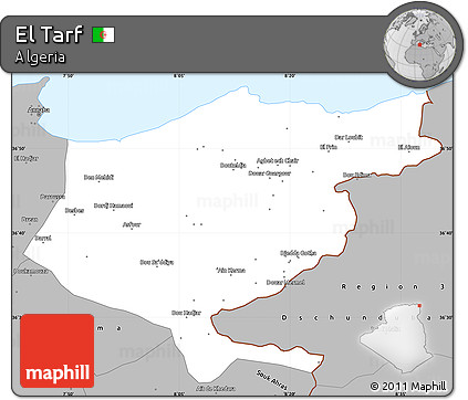 Gray Simple Map of El Tarf