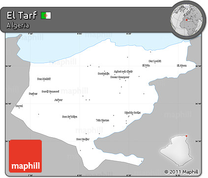 Gray Simple Map of El Tarf, single color outside